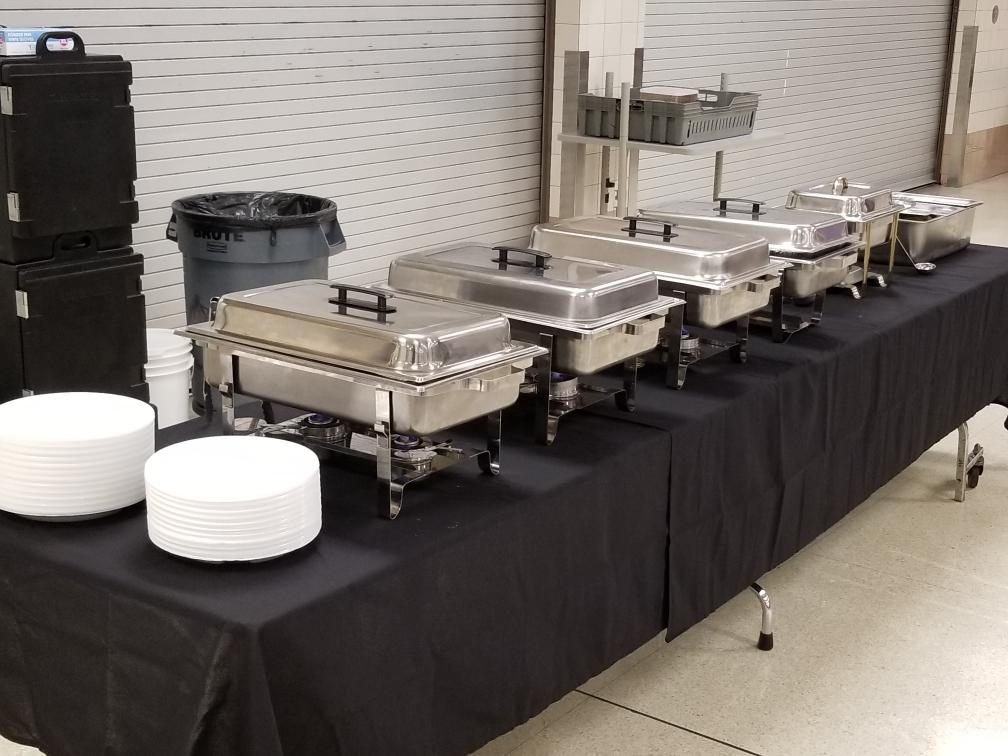 Catering setup with chafing dishes