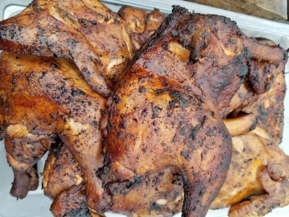 Smoked chicken off the pit